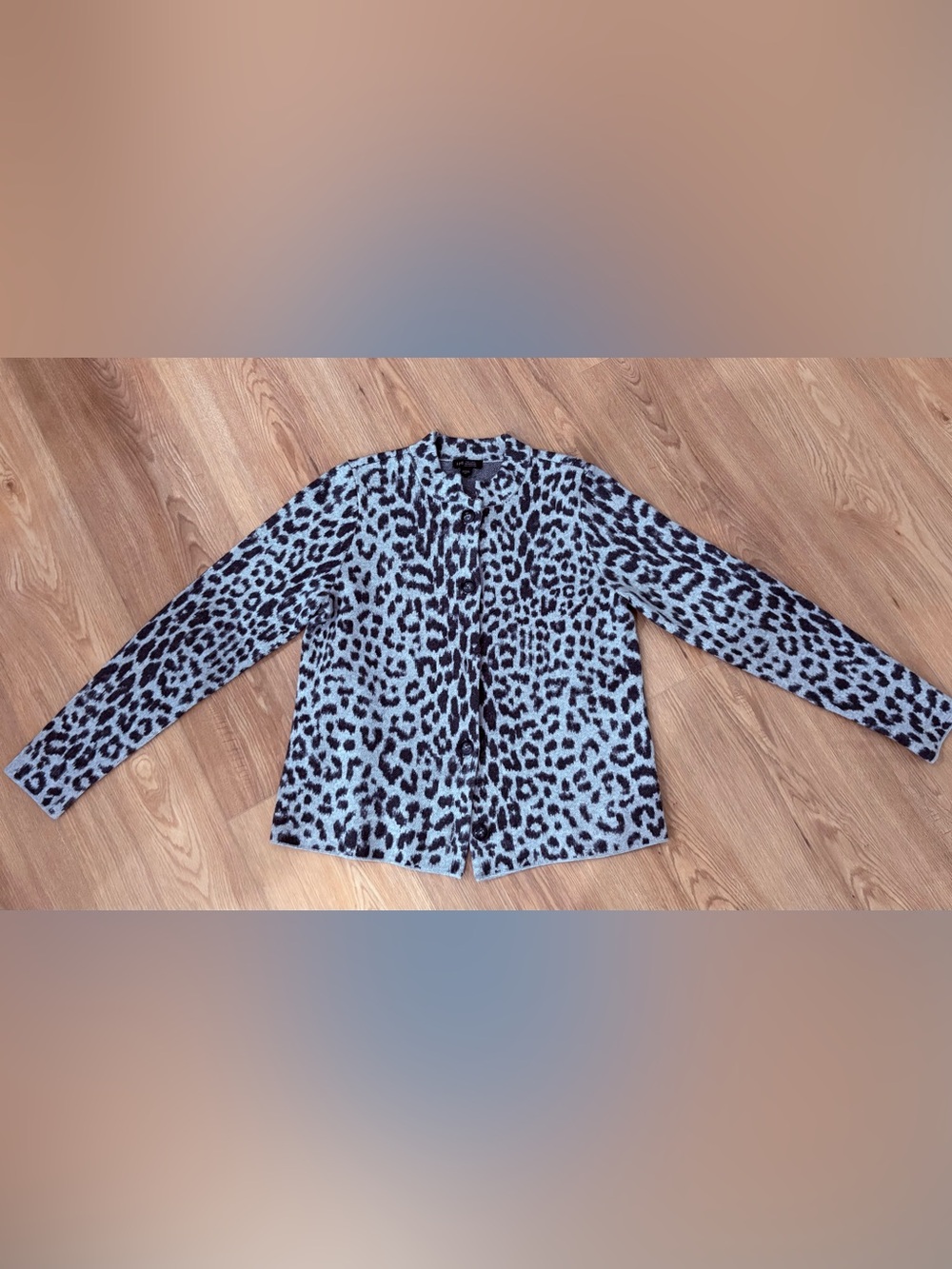 J. Jill Leopard Print Jacket - Black & Light Gray, size xs, stand up